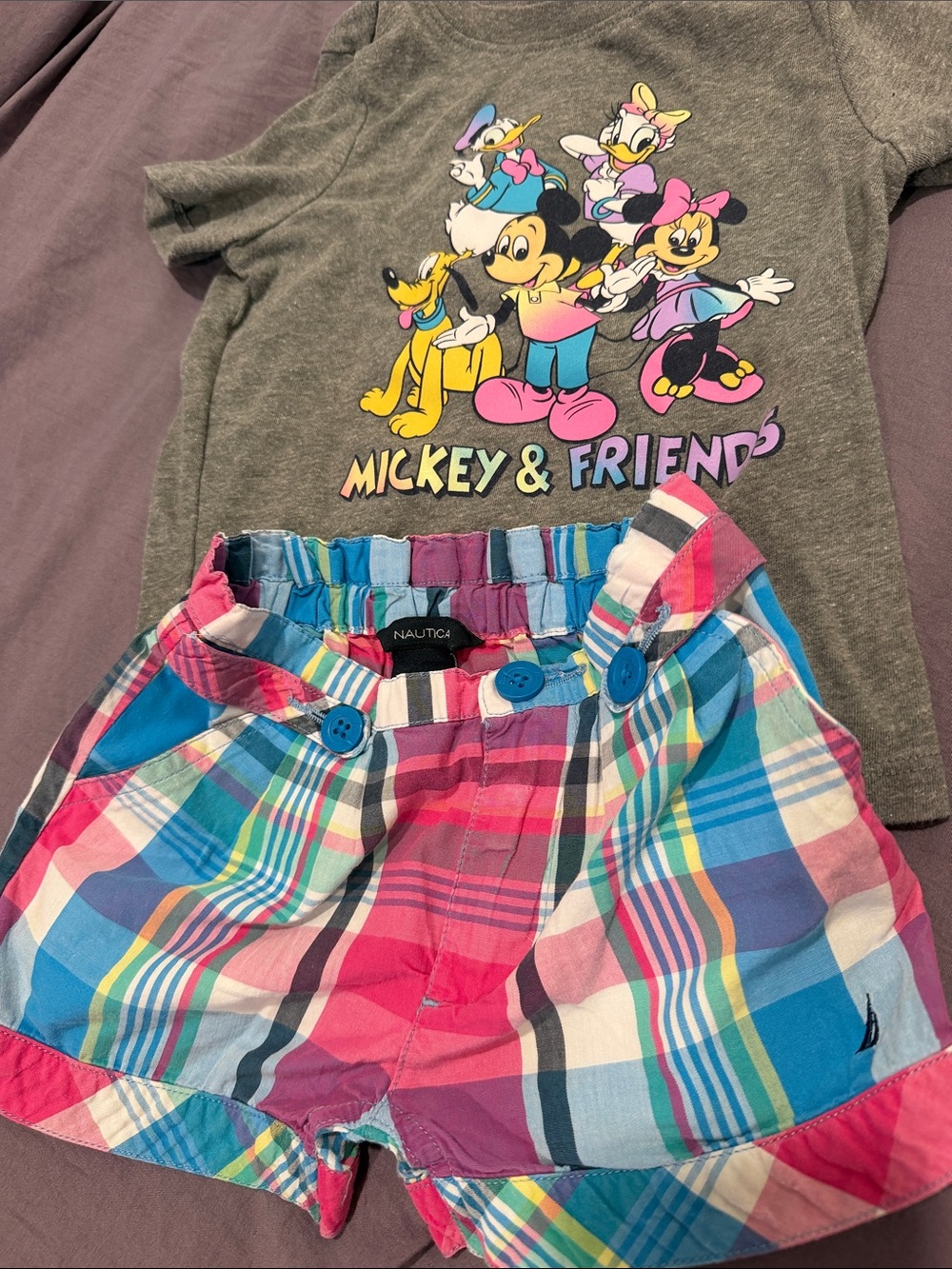 Nautica Girls Pink, Blue & Green Plaid Shorts